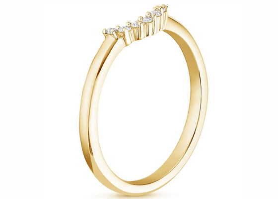 κίτρινα χρυσά Stackable δαχτυλίδια 0.15ct 14k, διαμάντι που συσσωρεύουν τα δαχτυλίδια 2mm 1.5mm πέτρινο μέγεθος