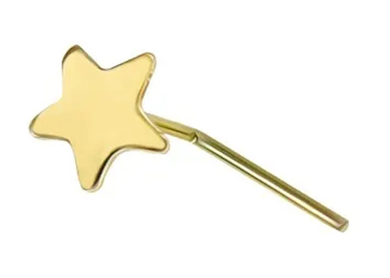 χρυσή μύτη αστεριών 18K 3mm σαφής που διαπερνά τη μορφή 0.6mm Λ πάχος