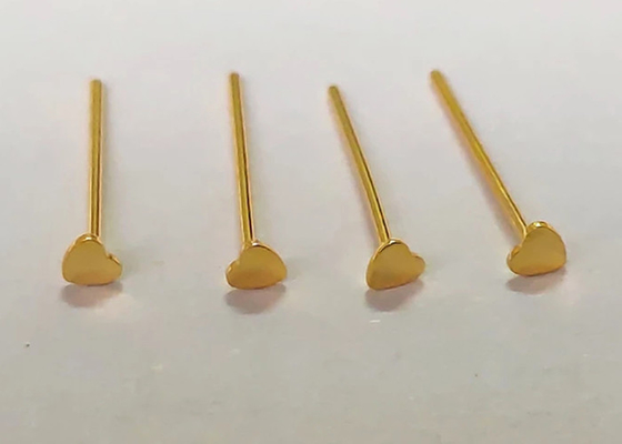 Να διαπερνήσει 18K κίτρινη χρυσή μορφή 3mm καρδιών στηριγμάτων μύτης διαμαντιών ODM cOem