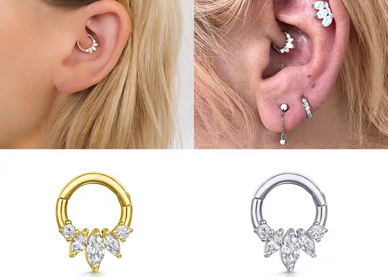 Ο Marquise κόβει το χρυσό αρχιστοιχειοθέτη 14K διαπεραστικός το θέτοντας τύπο τεσσάρων νυχιών για τη μύτη Daith διαφραγμάτων