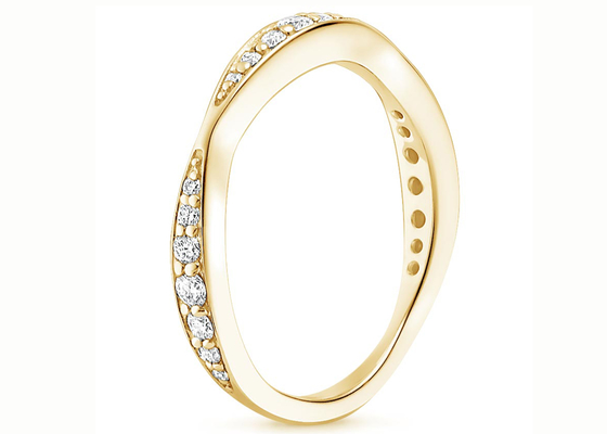 Πλήρες μέγεθος ζωνών δαχτυλιδιών 0.35ct 1.5mm4.3mm κοσμήματος διαμαντιών 14K κίτρινο χρυσό