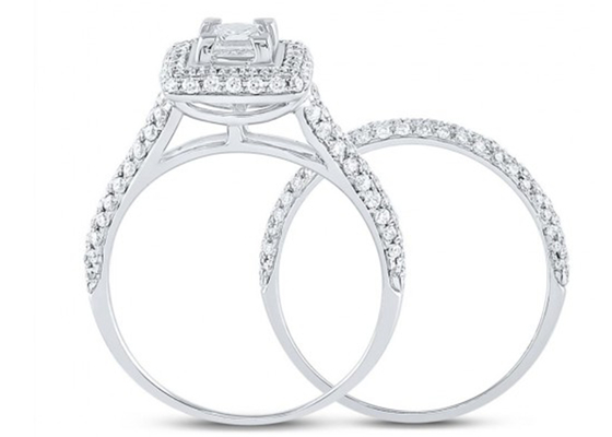 14K κίτρινα χρυσά τετραγωνικά δαχτυλίδια 0.8ct τρία Stone υπόσχεσης περικοπών