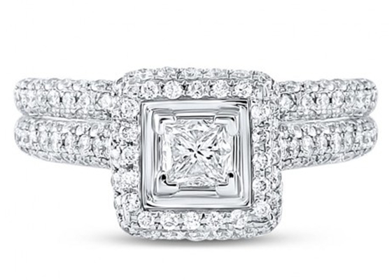 14K κίτρινα χρυσά τετραγωνικά δαχτυλίδια 0.8ct τρία Stone υπόσχεσης περικοπών