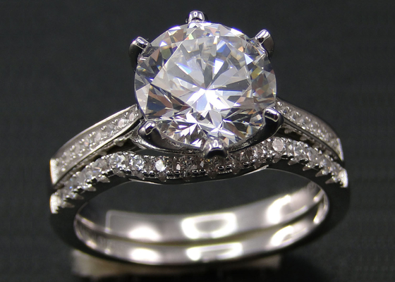 1PCS γύρω από το λαμπρό δαχτυλίδι 1.25CT διαμαντιών περικοπών, άσπρο χρυσό δαχτυλίδι 18k που τίθεται για τις γυναίκες