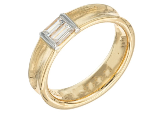 0.58ct 6x4MM γαμήλιο δαχτυλίδι διαμαντιών κοσμημάτων μοναχικών πέτρινο 14K στερεό χρυσό