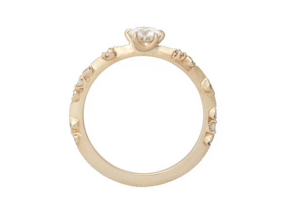 το πραγματικό δαχτυλίδι 14K 18K κοσμημάτων διαμαντιών μεγέθους 4mm αυξήθηκε χρυσός υλικός ODM