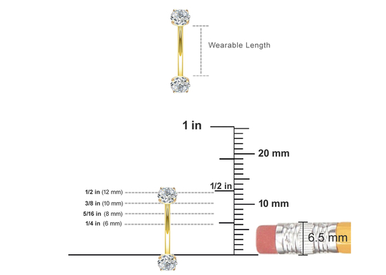 16g διαμαντιών χρυσό δαχτυλίδι 10mm κοσμήματος σώματος διαπεραστικό διάσταση 8mm για τον αφαλό