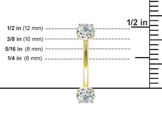 16g διαμαντιών χρυσό δαχτυλίδι 10mm κοσμήματος σώματος διαπεραστικό διάσταση 8mm για τον αφαλό