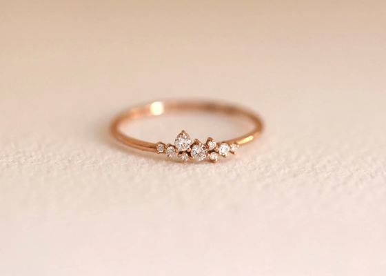 Λαμπρός ODM περικοπών στερεών 14K πραγματικών διαμαντιών δαχτυλιδιών κοσμημάτων για την επέτειο
