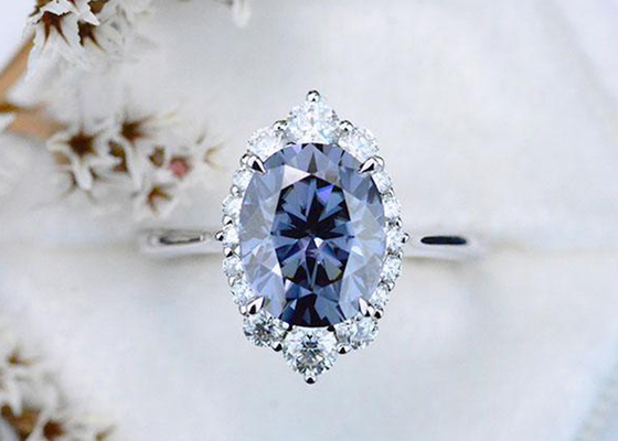 3 σκοτεινό γκρίζο χρώμα 8×10MM δαχτυλιδιών Moissanite καρατιού ωοειδές αυξημένο εργαστήριο μέγεθος