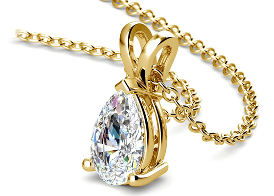 Χρυσά περιδέραια περικοπών 0.84ct 14k αχλαδιών με το εκλεκτής ποιότητας κρεμαστό κόσμημα 8×5mm