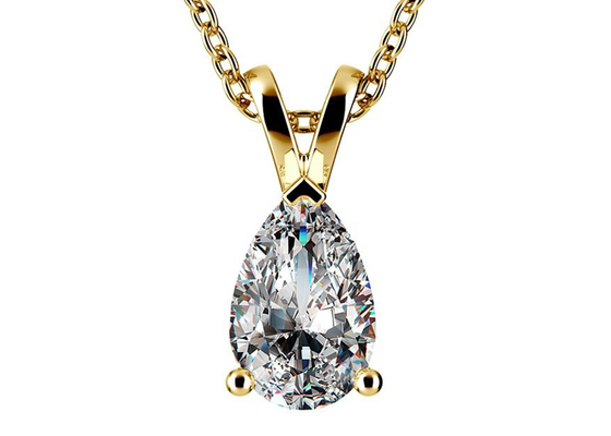Χρυσά περιδέραια περικοπών 0.84ct 14k αχλαδιών με το εκλεκτής ποιότητας κρεμαστό κόσμημα 8×5mm