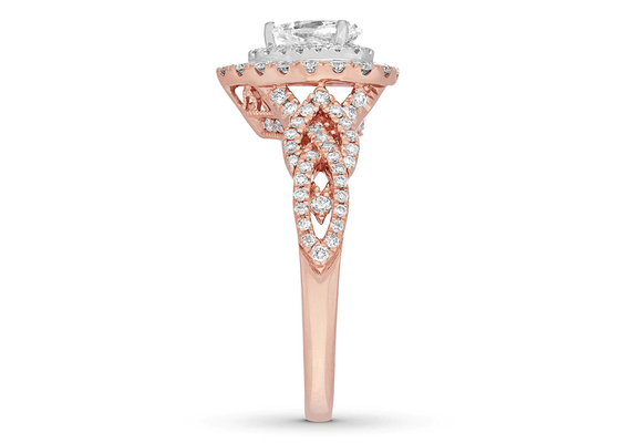 7ct 8ct 18K αυξήθηκε χρυσό δαχτυλίδι, το δαχτυλίδι δέσμευσης και γάμου έθεσε την περικοπή αχλαδιών 7.0mm