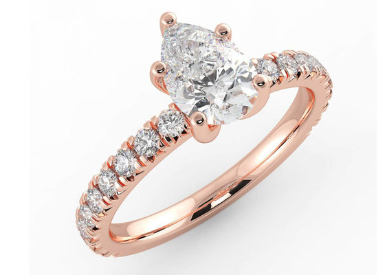 Wedding18K αυξήθηκε χρυσός ODM πιστοποιητικών περικοπών 0.80ct DGC αχλαδιών δαχτυλιδιών