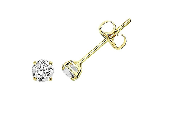 χρυσά σκουλαρίκια μοναχικών 9ct 9K, στήριγμα 3mm 4mm 5mm διαμαντιών μοναχικών