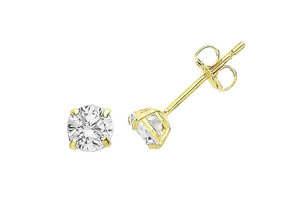 χρυσά σκουλαρίκια μοναχικών 9ct 9K, στήριγμα 3mm 4mm 5mm διαμαντιών μοναχικών