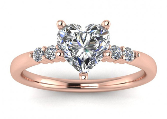 ασημένια μορφή καρδιών δαχτυλιδιών 0.8ct 9K με το διαμάντι 6MM εργαστηρίων διάσταση