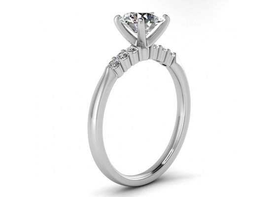 ασημένια μορφή καρδιών δαχτυλιδιών 0.8ct 9K με το διαμάντι 6MM εργαστηρίων διάσταση