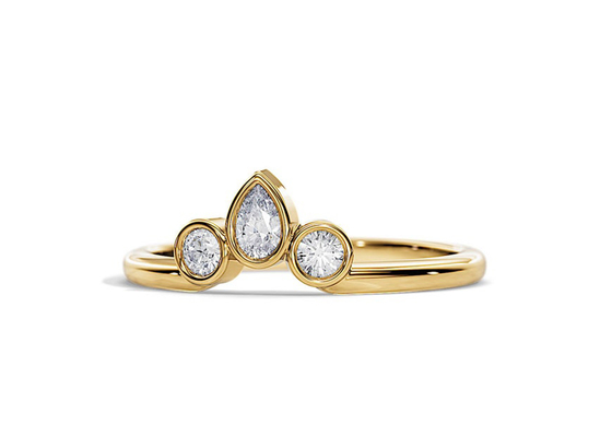 0.4CT Β διαμορφωμένη γαμήλια ζώνη με το δαχτυλίδι αρραβώνων, cOem δαχτυλιδιών διαμαντιών 2MM Stackable