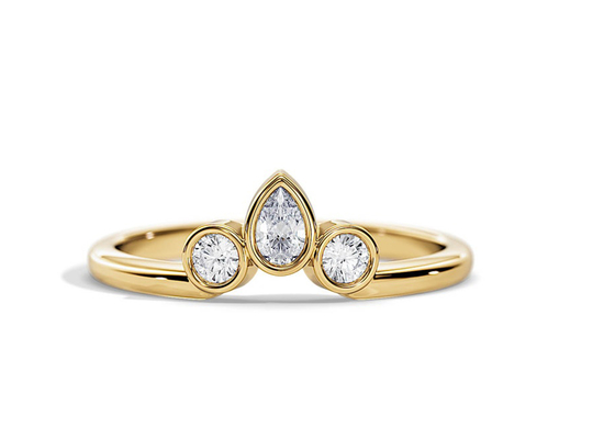 0.4CT Β διαμορφωμένη γαμήλια ζώνη με το δαχτυλίδι αρραβώνων, cOem δαχτυλιδιών διαμαντιών 2MM Stackable