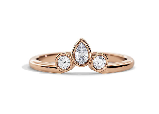 0.4CT Β διαμορφωμένη γαμήλια ζώνη με το δαχτυλίδι αρραβώνων, cOem δαχτυλιδιών διαμαντιών 2MM Stackable
