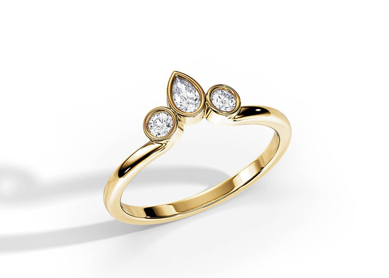 0.4CT Β διαμορφωμένη γαμήλια ζώνη με το δαχτυλίδι αρραβώνων, cOem δαχτυλιδιών διαμαντιών 2MM Stackable