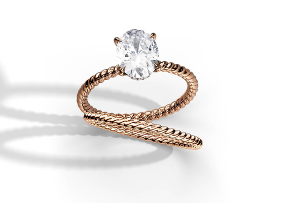 Ωοειδές χρυσό δαχτυλίδι 1.5ct 6×8MM περικοπών 9K με Prong Moissanite το θέτοντας τύπο