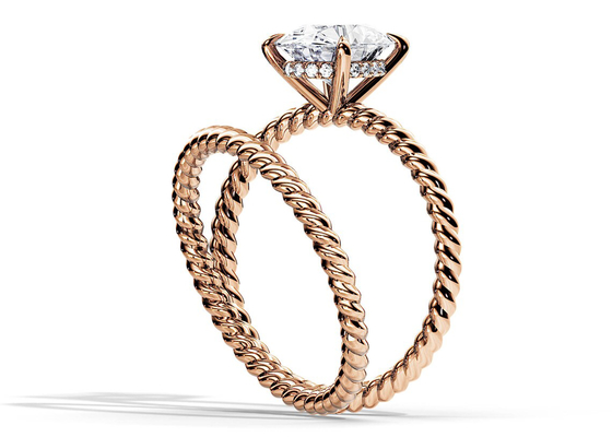 Ωοειδές χρυσό δαχτυλίδι 1.5ct 6×8MM περικοπών 9K με Prong Moissanite το θέτοντας τύπο