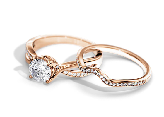 1.25ct αυξήθηκε χρυσό μέσο χρώμα δαχτυλιδιών αρραβώνων VS1 SI1 SI2 Moissanite