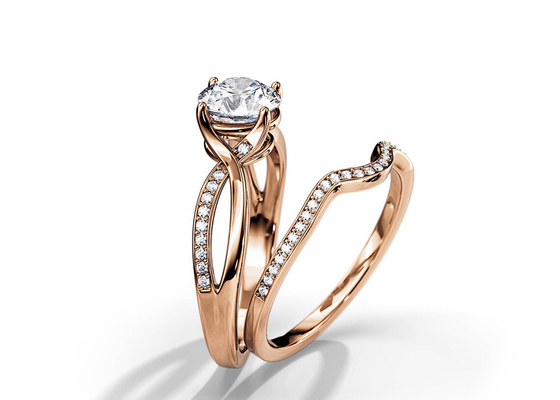 1.25ct αυξήθηκε χρυσό μέσο χρώμα δαχτυλιδιών αρραβώνων VS1 SI1 SI2 Moissanite