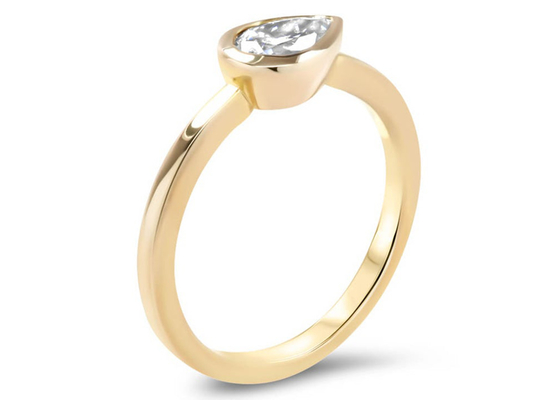 0.77ct κίτρινο χρυσό γαμήλιο δαχτυλίδι, Bezel ODM καθορισμένο δαχτυλίδι αρραβώνων για την κυρία
