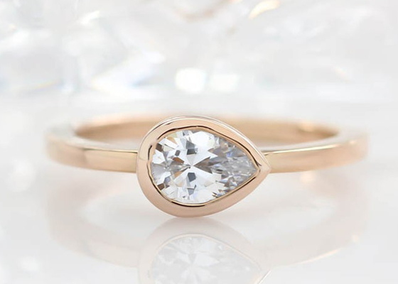 0.77ct κίτρινο χρυσό γαμήλιο δαχτυλίδι, Bezel ODM καθορισμένο δαχτυλίδι αρραβώνων για την κυρία