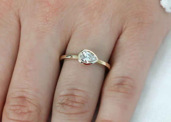 0.77ct κίτρινο χρυσό γαμήλιο δαχτυλίδι, Bezel ODM καθορισμένο δαχτυλίδι αρραβώνων για την κυρία
