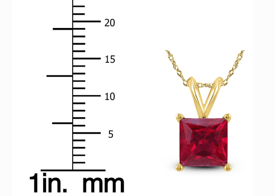 Χρυσά περιδέραια 7×7MM 14K με το ροδοκόκκινο κρεμαστό κόσμημα 2ct για τη δέσμευση