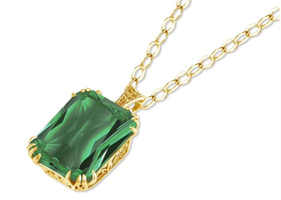Εκλεκτής ποιότητας χρυσά περιδέραια 2.67ct 8×10mm 14K με το φυσικό σμαραγδένιο κρεμαστό κόσμημα