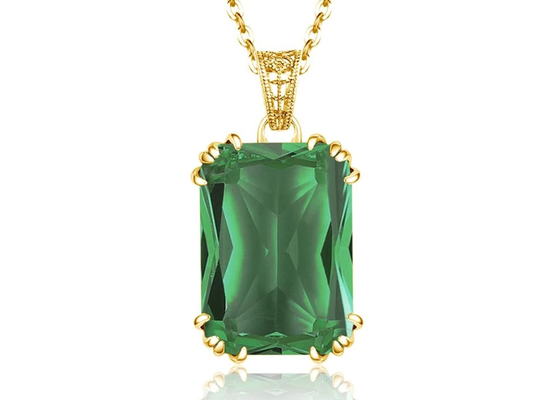 Εκλεκτής ποιότητας χρυσά περιδέραια 2.67ct 8×10mm 14K με το φυσικό σμαραγδένιο κρεμαστό κόσμημα
