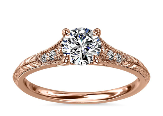 χρυσό αυξημένο εργαστήριο Moissanite δαχτυλίδι Dia RD6mm 0.8ct 14K Roose για το γάμο