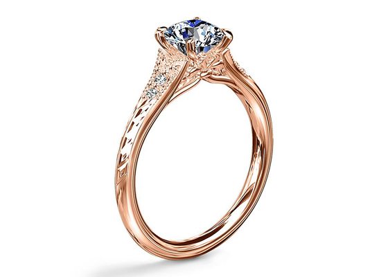 χρυσό αυξημένο εργαστήριο Moissanite δαχτυλίδι Dia RD6mm 0.8ct 14K Roose για το γάμο