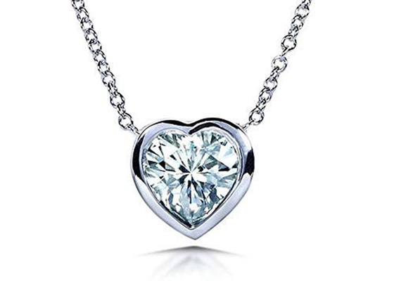 Bezel καρδιών περιδεραίων 16inch 14K χρυσό ύφος με 6x6mm Moissanite