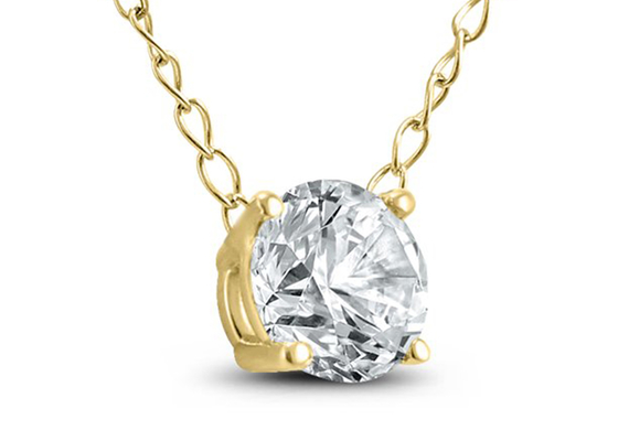 περιδέραιο μοναχικών διαμαντιών 4mm 0.23ct, 4 Prongs 14k κίτρινο χρυσό περιδέραιο