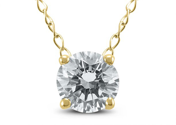περιδέραιο μοναχικών διαμαντιών 4mm 0.23ct, 4 Prongs 14k κίτρινο χρυσό περιδέραιο