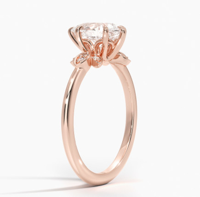14K 0.77ct αυξήθηκε χρυσό δαχτυλίδι κοσμήματος γαμήλιου Moissanite περικοπών αχλαδιών χρυσό