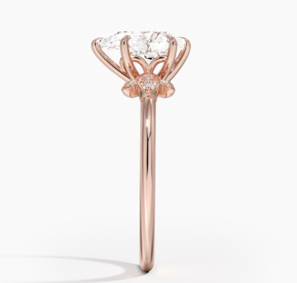 14K 0.77ct αυξήθηκε χρυσό δαχτυλίδι κοσμήματος γαμήλιου Moissanite περικοπών αχλαδιών χρυσό