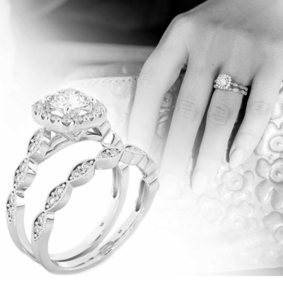 0.90CT νυφικά γαμήλια δαχτυλίδια καθορισμένα, τετραγωνικός ODM δαχτυλιδιών αρραβώνων διαμαντιών
